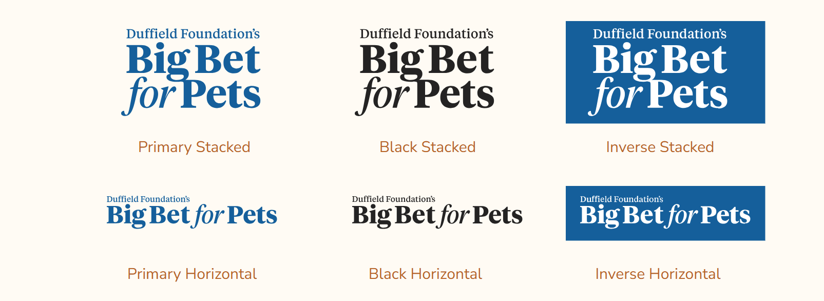Duffield Foundation’s Big Bet for Pets — blue stacked logo